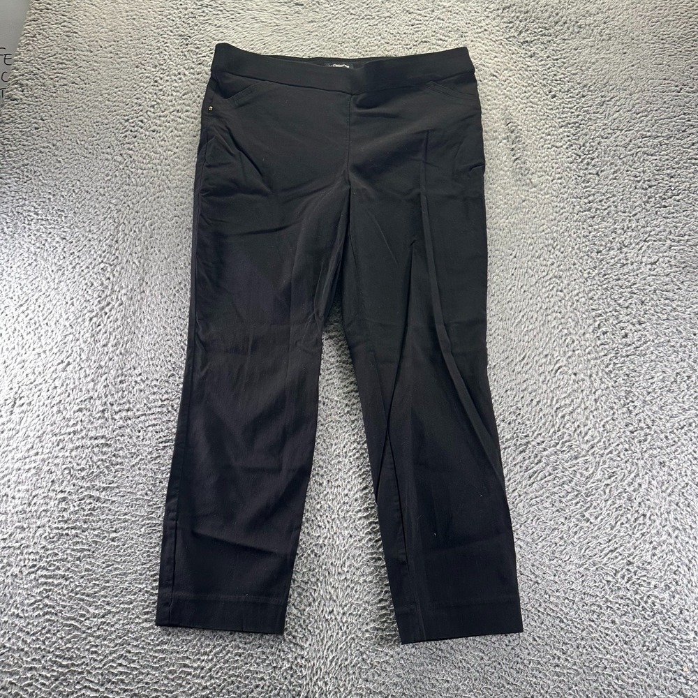 Liz Claiborne Pant Women 14 Black Cropped Straight Leg Classic Fit Preppy Career